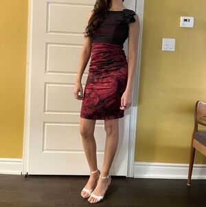 Le Chateau Black and Red Dress